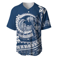 Polynesian Plumeria Baseball Jersey Ride The Waves - Navy Blue LT7 - Wonder Print Shop