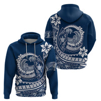 Polynesian Plumeria Hoodie Ride The Waves - Navy Blue - Wonder Print Shop