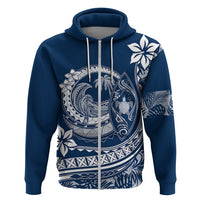 Polynesian Plumeria Hoodie Ride The Waves - Navy Blue - Wonder Print Shop