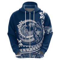 Polynesian Plumeria Hoodie Ride The Waves - Navy Blue - Wonder Print Shop