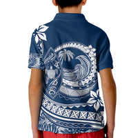 Polynesian Plumeria Kid Polo Shirt Ride The Waves - Navy Blue - Wonder Print Shop