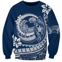 Polynesian Plumeria Sweatshirt Ride The Waves - Navy Blue - Wonder Print Shop
