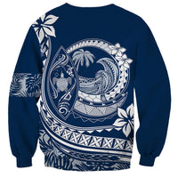Polynesian Plumeria Sweatshirt Ride The Waves - Navy Blue - Wonder Print Shop