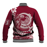 Polynesian Plumeria Baseball Jacket Ride The Waves - Burgundy LT7 - Wonder Print Shop