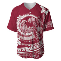 Polynesian Plumeria Baseball Jersey Ride The Waves - Burgundy LT7 - Wonder Print Shop