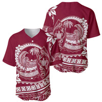 Polynesian Plumeria Baseball Jersey Ride The Waves - Burgundy LT7 - Wonder Print Shop