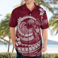 Polynesian Plumeria Hawaiian Shirt Ride The Waves - Burgundy - Wonder Print Shop