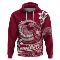 Polynesian Plumeria Hoodie Ride The Waves - Burgundy - Wonder Print Shop