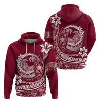 Polynesian Plumeria Hoodie Ride The Waves - Burgundy - Wonder Print Shop