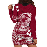 Polynesian Plumeria Hoodie Dress Ride The Waves - Burgundy - Wonder Print Shop
