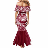 Polynesian Plumeria Mermaid Dress Ride The Waves - Burgundy - Wonder Print Shop