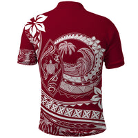 Polynesian Plumeria Polo Shirt Ride The Waves - Burgundy - Wonder Print Shop