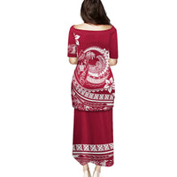 Polynesian Plumeria Puletasi Ride The Waves - Burgundy - Wonder Print Shop