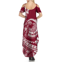 Polynesian Plumeria Summer Maxi Dress Ride The Waves - Burgundy - Wonder Print Shop