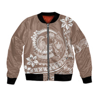 Polynesian Plumeria Bomber Jacket Ride The Waves - Beige LT7 - Wonder Print Shop