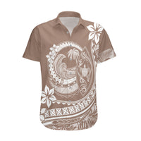 Polynesian Plumeria Hawaiian Shirt Ride The Waves - Beige - Wonder Print Shop