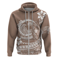Polynesian Plumeria Hoodie Ride The Waves - Beige - Wonder Print Shop