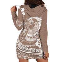 Polynesian Plumeria Hoodie Dress Ride The Waves - Beige - Wonder Print Shop