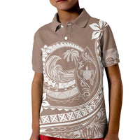 Polynesian Plumeria Kid Polo Shirt Ride The Waves - Beige - Wonder Print Shop