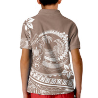 Polynesian Plumeria Kid Polo Shirt Ride The Waves - Beige - Wonder Print Shop