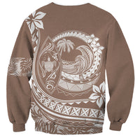 Polynesian Plumeria Sweatshirt Ride The Waves - Beige - Wonder Print Shop