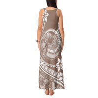 Polynesian Plumeria Tank Maxi Dress Ride The Waves - Beige - Wonder Print Shop