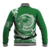 Polynesian Plumeria Baseball Jacket Ride The Waves - Green LT7 - Wonder Print Shop