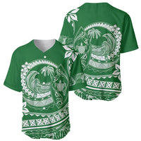 Polynesian Plumeria Baseball Jersey Ride The Waves - Green LT7 - Wonder Print Shop