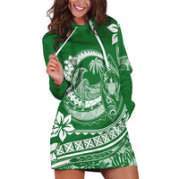 Polynesian Plumeria Hoodie Dress Ride The Waves - Green - Wonder Print Shop