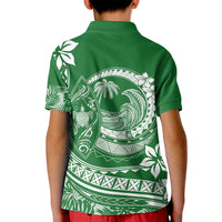Polynesian Plumeria Kid Polo Shirt Ride The Waves - Green - Wonder Print Shop