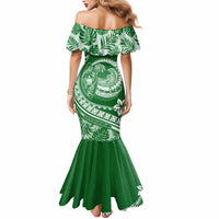 Polynesian Plumeria Mermaid Dress Ride The Waves - Green - Wonder Print Shop