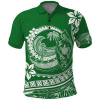 Polynesian Plumeria Polo Shirt Ride The Waves - Green - Wonder Print Shop