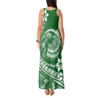 Polynesian Plumeria Tank Maxi Dress Ride The Waves - Green - Wonder Print Shop