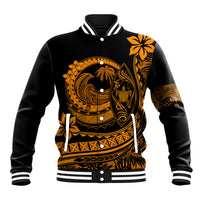 Polynesian Plumeria Baseball Jacket Ride The Waves - Orange LT7 - Wonder Print Shop