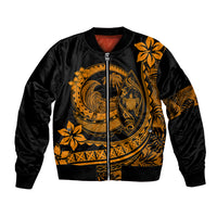 Polynesian Plumeria Bomber Jacket Ride The Waves - Orange LT7 - Wonder Print Shop