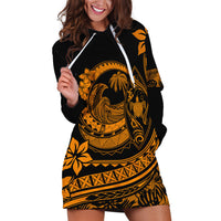 Polynesian Plumeria Hoodie Dress Ride The Waves - Orange - Wonder Print Shop
