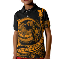 Polynesian Plumeria Kid Polo Shirt Ride The Waves - Orange - Wonder Print Shop