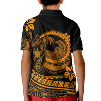 Polynesian Plumeria Kid Polo Shirt Ride The Waves - Orange - Wonder Print Shop