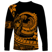 Polynesian Plumeria Long Sleeve Shirt Ride The Waves - Orange - Wonder Print Shop