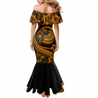 Polynesian Plumeria Mermaid Dress Ride The Waves - Orange - Wonder Print Shop