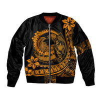 Polynesian Plumeria Sleeve Zip Bomber Jacket Ride The Waves - Orange - Wonder Print Shop