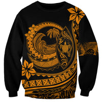 Polynesian Plumeria Sweatshirt Ride The Waves - Orange - Wonder Print Shop