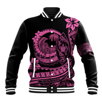 Polynesian Plumeria Baseball Jacket Ride The Waves - Pink LT7 - Wonder Print Shop