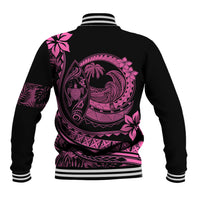 Polynesian Plumeria Baseball Jacket Ride The Waves - Pink LT7 - Wonder Print Shop