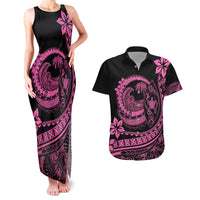 Polynesian Plumeria Couples Matching Tank Maxi Dress And Hawaiian Shirt Ride The Waves - Pink LT7 - Wonder Print Shop