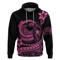 Polynesian Plumeria Hoodie Ride The Waves - Pink - Wonder Print Shop