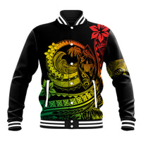 Polynesian Plumeria Baseball Jacket Ride The Waves - Reggae LT7 - Wonder Print Shop