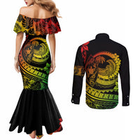 polynesian-plumeria-couples-matching-mermaid-dress-and-long-sleeve-button-shirts-ride-the-waves-reggae