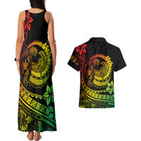 Polynesian Plumeria Couples Matching Tank Maxi Dress And Hawaiian Shirt Ride The Waves - Reggae LT7 - Wonder Print Shop