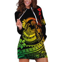 Polynesian Plumeria Hoodie Dress Ride The Waves - Reggae - Wonder Print Shop